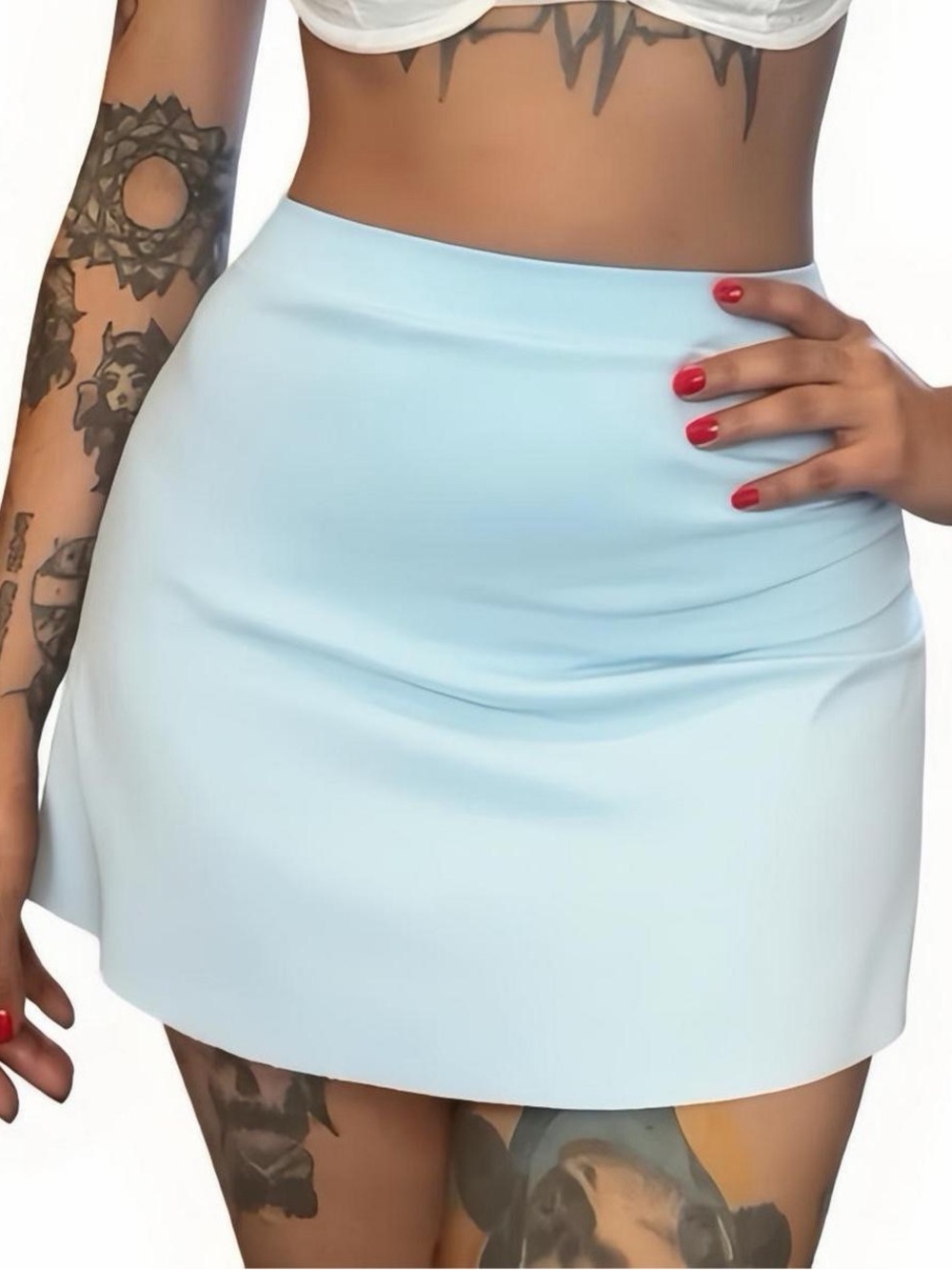 GrlFriday Shop Baby Blue Matte Micro Mini Skirt